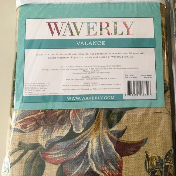 Three Waverly one rod pocket valances 50”W X 15”L - Picture 3 of 6